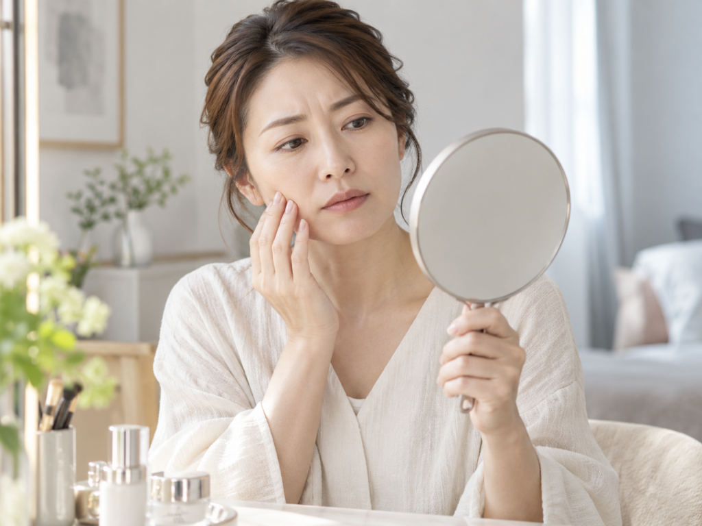 頬の上部と中部では、年齢とともに毛穴が長くなる傾向